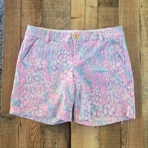 Lilly Pulitzer Pink and Blue Patterned Shorts, Women's 4